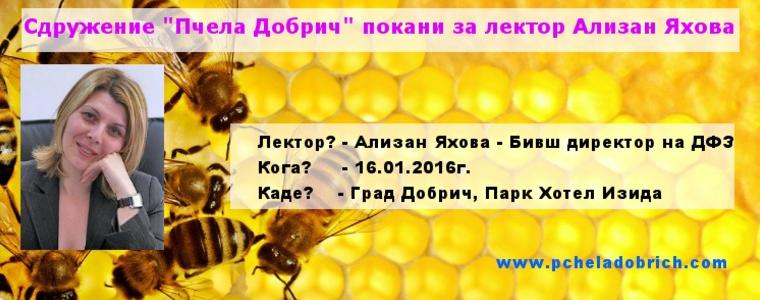 Сдружение "Пчела Добрич" покани за лектор Ализан Яхова